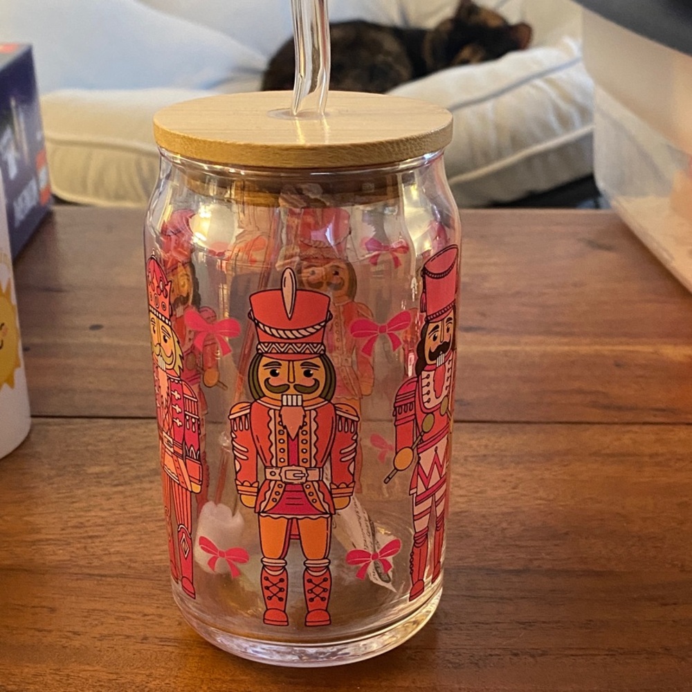 DONATED - Nutcracker Glass Tumbler with Straw